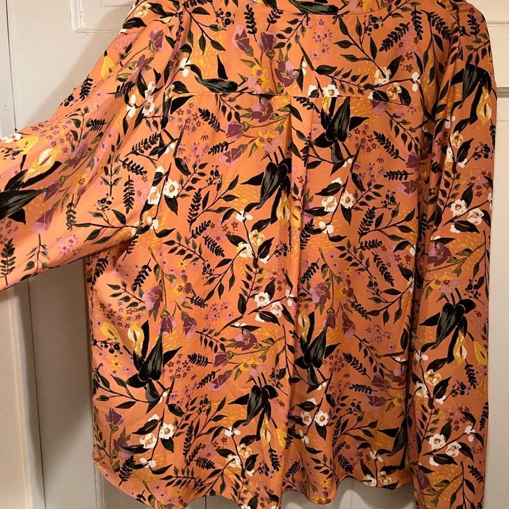 Ava & Viv Coral Garden floral Top Sz 1X - Picture 9 of 9